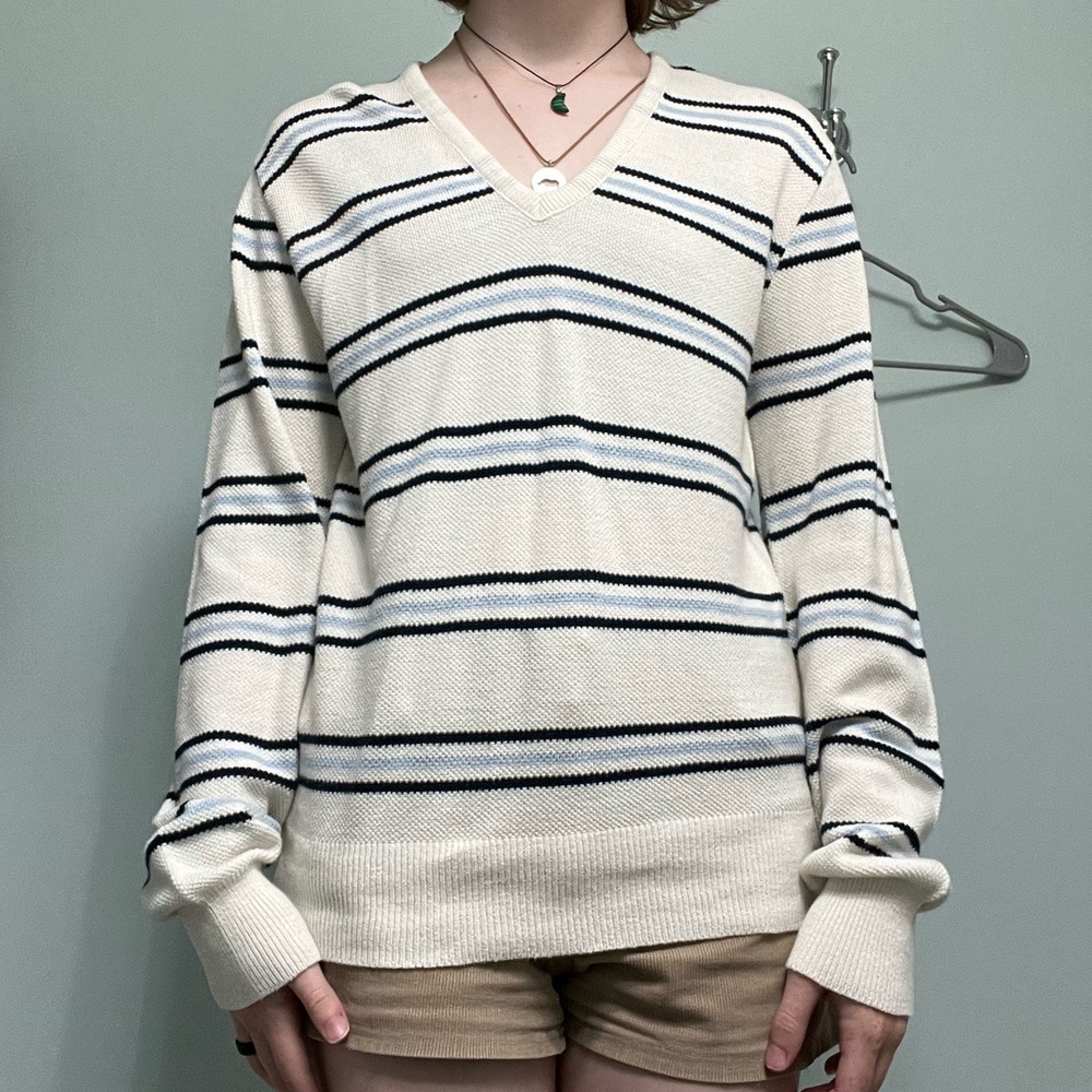Striped white sweater